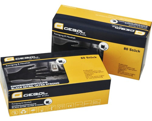 Gebol - Gant de protection jetable Nitrile noir taille L, lot de 80