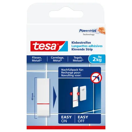 Languette adhésive Tesa Powerstrips pour carrelage et métal 9 pièces