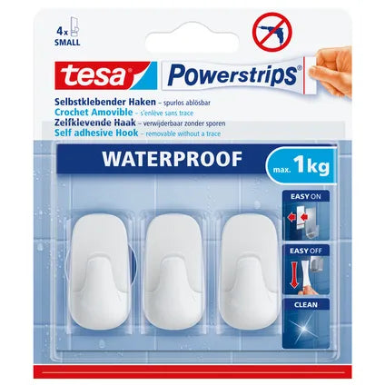Crochets tesa Powerstrips® étanches S plastique blanc