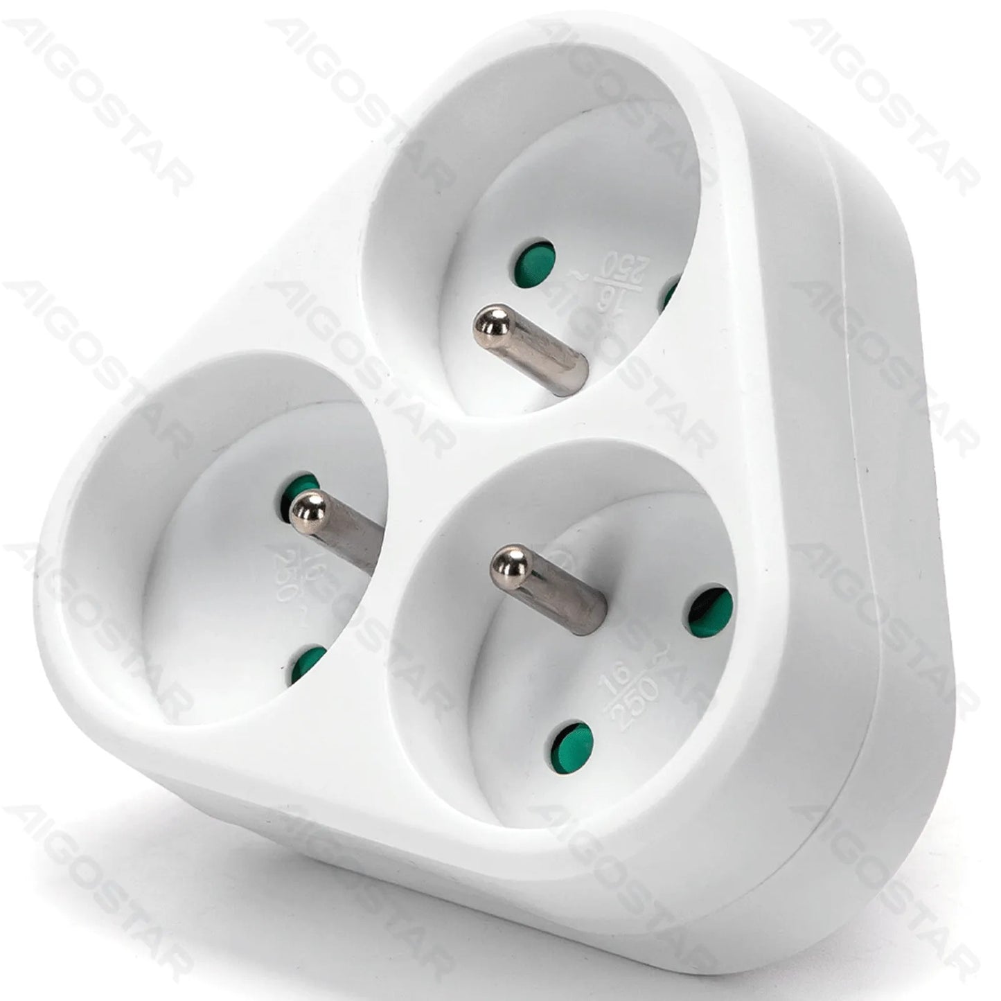 Adaptateur Français 3 Voies (Sans Interrupteur) 16A Blanc