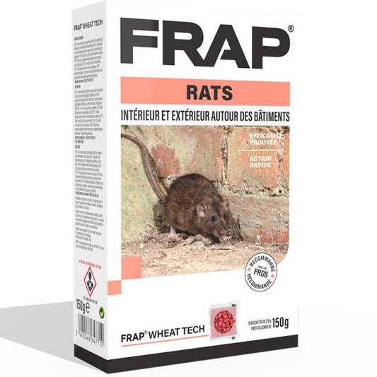 FRAP Wheat Tech, Appât en Grains contre Rats - 150 g (intérieur & extérieur)