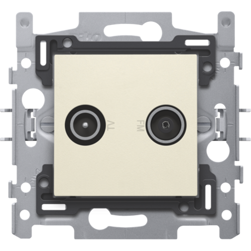 2 connexions coaxiales mâles simples pour TV et FM, socle et set de finition Niko (100-69500)