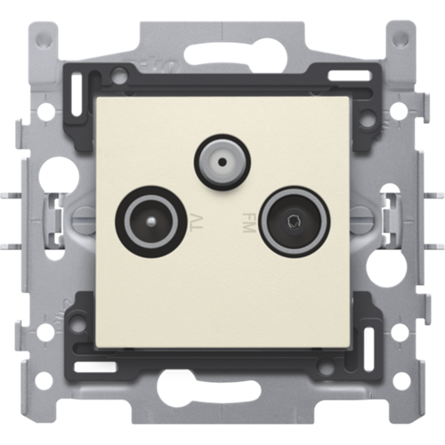 2 connexions coaxiales mâles simples pour TV, FM et satellite, socle et set de finition Niko (100-69550)