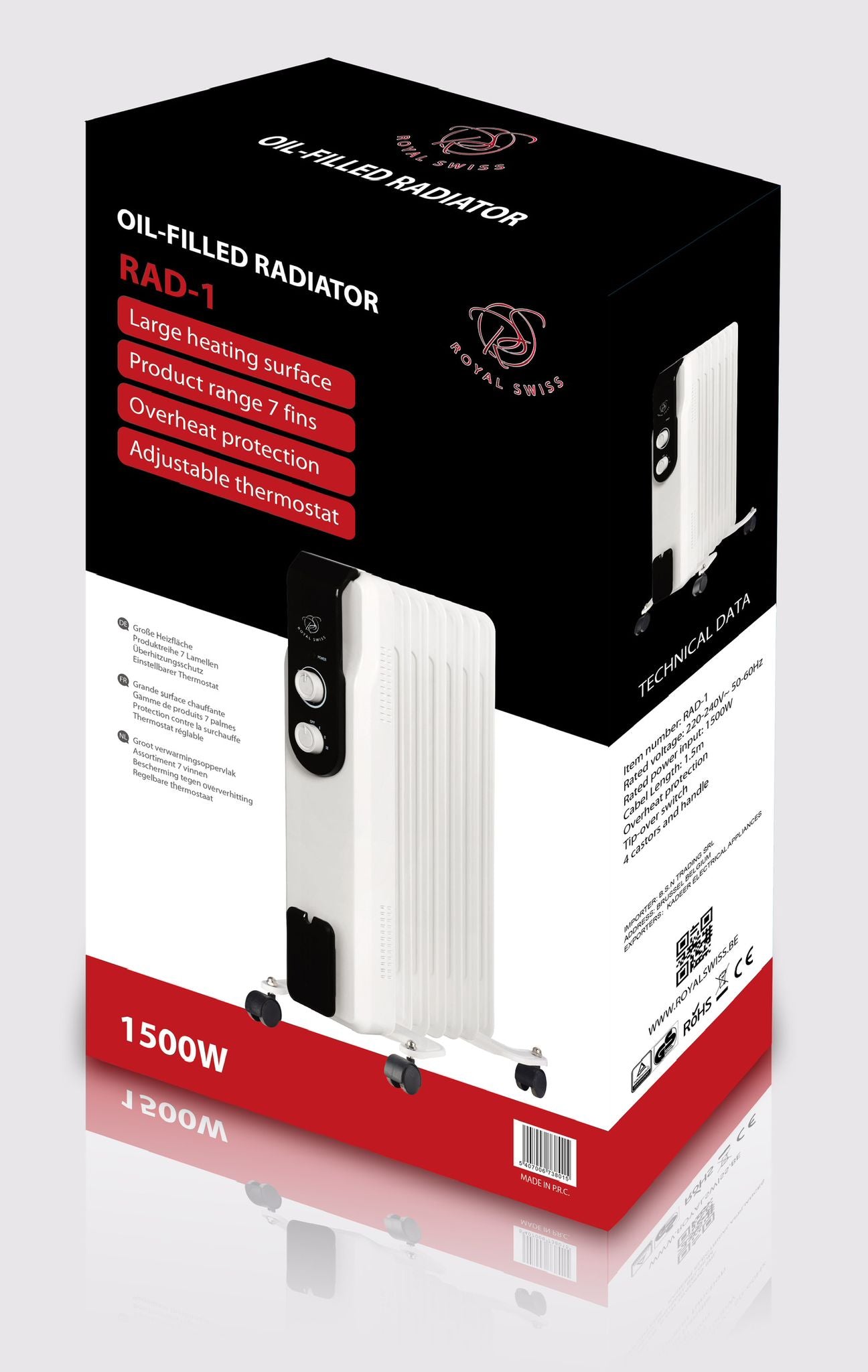 RADIATEUR À BAIN D’HUILE 1500w Royal Swiss