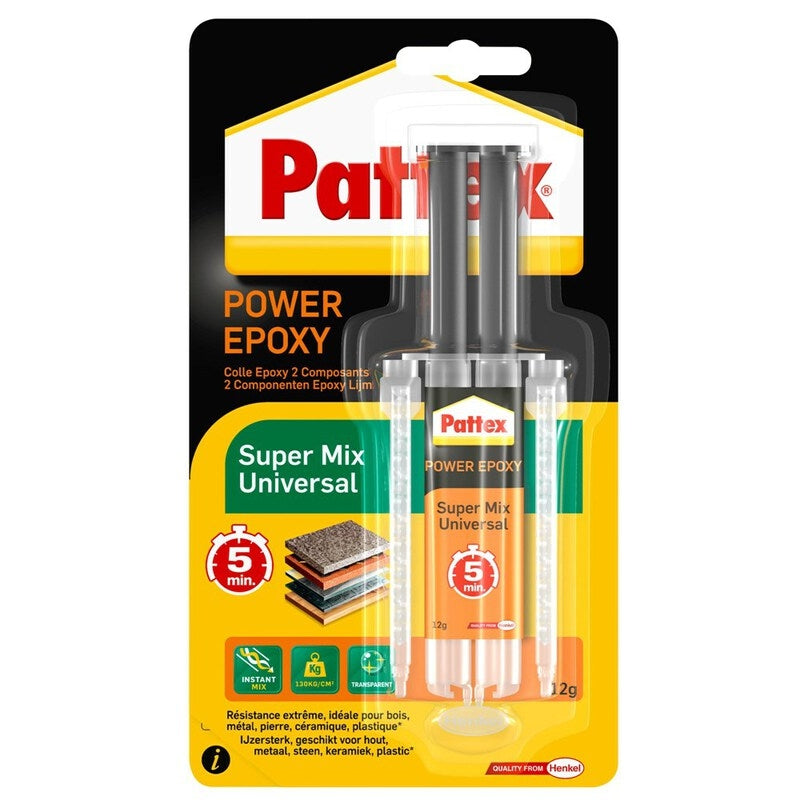 PATTEX COLLE ADHESIF BI-COMPOSANTS POWER EPOXY SUPER MIX EXPRESS 12 GR –  brico flagey