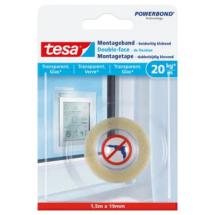 Ruban double-face de fixation Tesa Powerbond pour verre et surfaces transparentes 20 kg /m