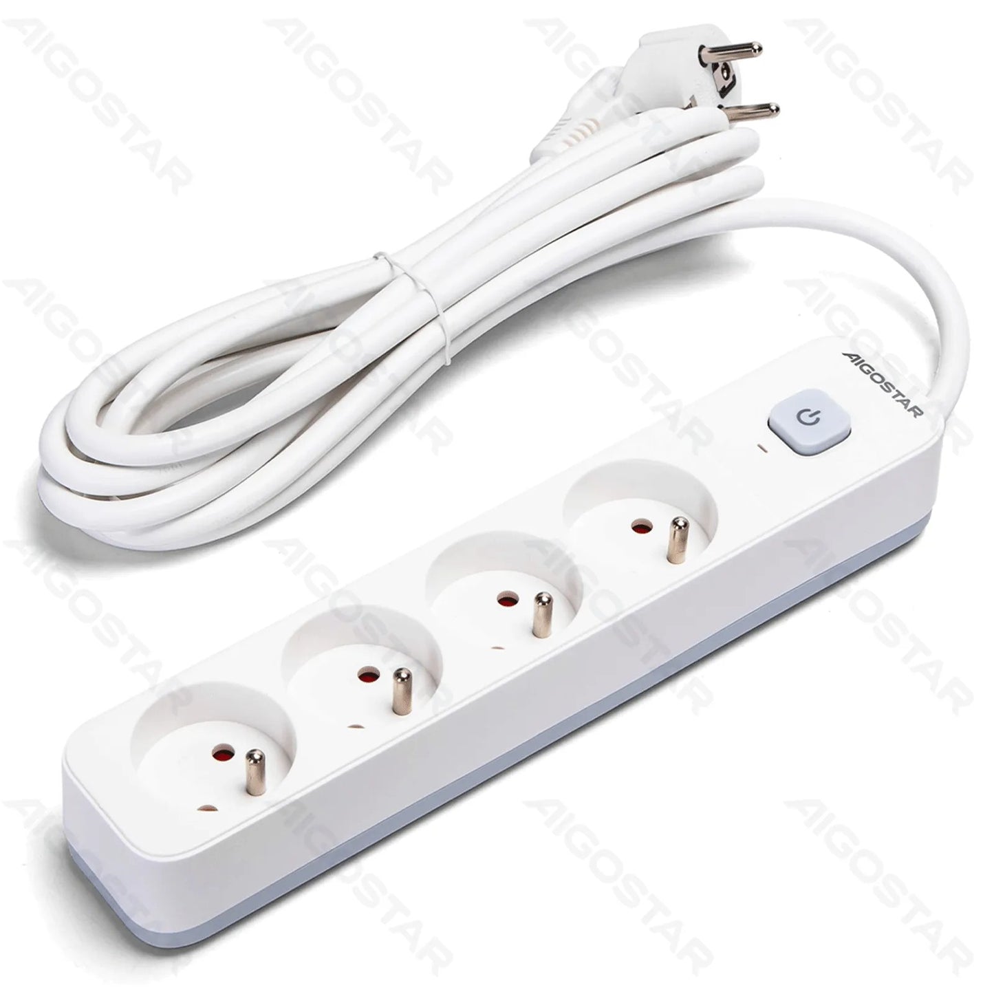 Multiprise française 4 prises (avec interrupteur) 3m 3G1.5mm² Blanche et grise