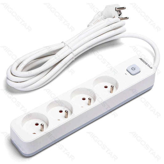 Multiprise française 4 prises (avec interrupteur) 3m 3G1.5mm² Blanche et grise