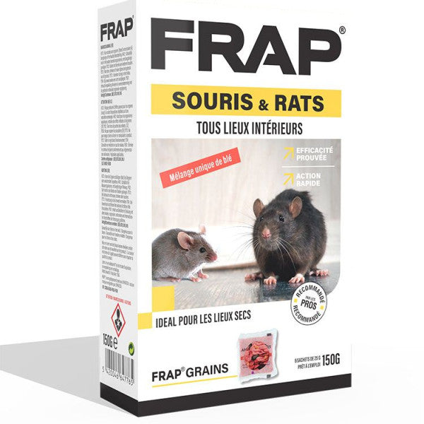 FRAP Grains Appât Souris & Rats 150 g - Tous Lieux Intérieurs