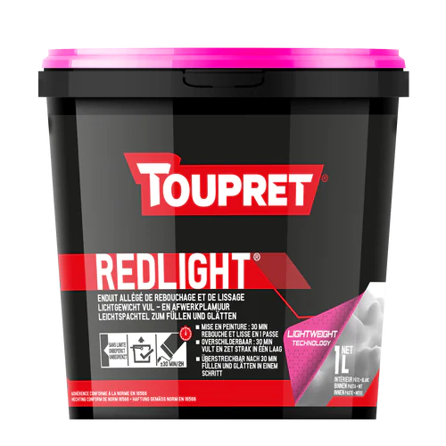 Redlight Enduit allégé de rebouchage et lissage 1L Toutpret