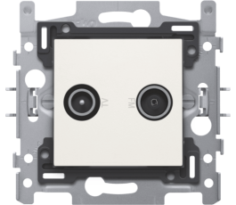 2 connexions coaxiales mâles simples pour TV et FM, socle et set de finition Niko (100-69500)
